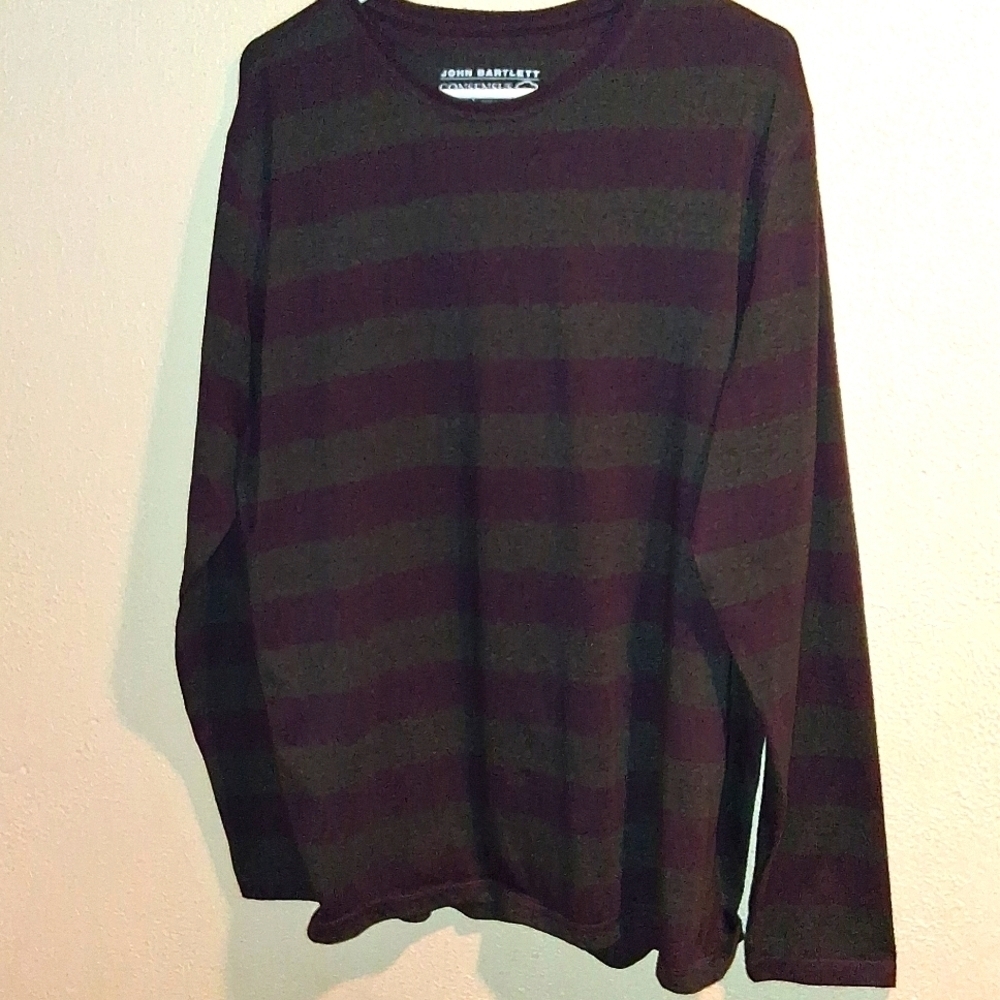 John Bartlett Consesus Striped Purple And Gray Cotton Blend shirt L